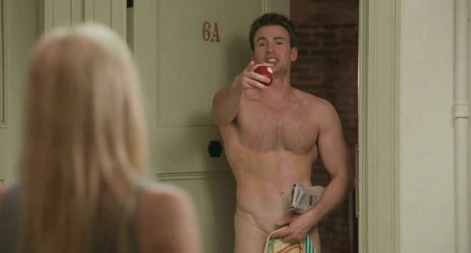 Chris Evans naked in a scene from 'What's Your Number'
