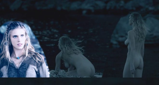 Gaia Weiss completely naked in 'Vikings'