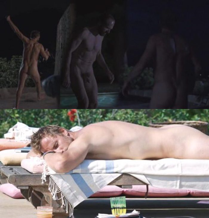 Ralph Fiennes totally naked shows his penis and his bottom in 'A Bigger Splash'
