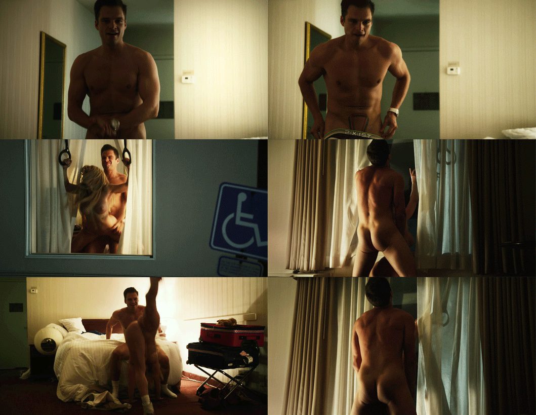 Sebastian Stan totally naked shows his bottom and makes sex in 'The Bronze'