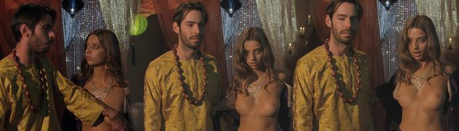 Angela Sarafyan naked shows her boobs in 'A Good Old Fashioned Orgy'