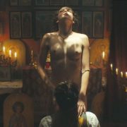 Christine Evangelista naked shows her boobs in 'Bleed for This'