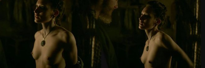 Josefin Asplund naked shows her boobs in 'Vikings'