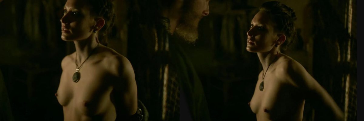 Josefin Asplund naked shows her boobs in 'Vikings'