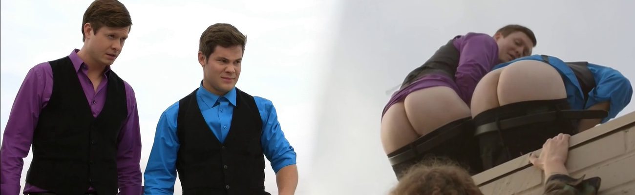 Adam Devine and Anders Holm naked shows their ass in 'Workaholics'