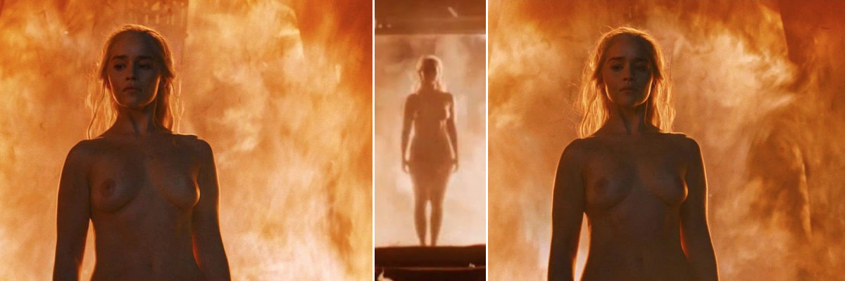 Emilia Clarke completely naked shows her boobs in 'Game Of Thrones'