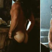 Zach McGowan shows his ass half-naked barecheasted.