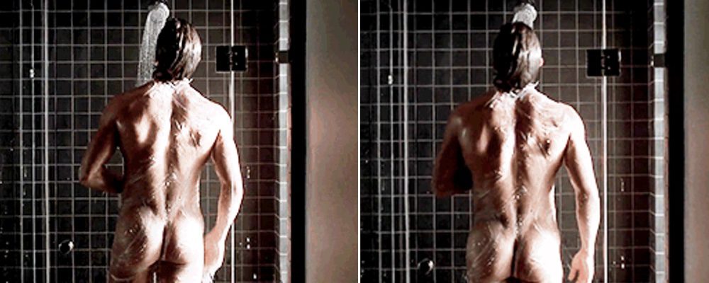 A completely naked Christian Bale shows his ass