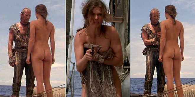 A completely naked Jeanne Tripplehorn shows her ass in 'Waterworld'
