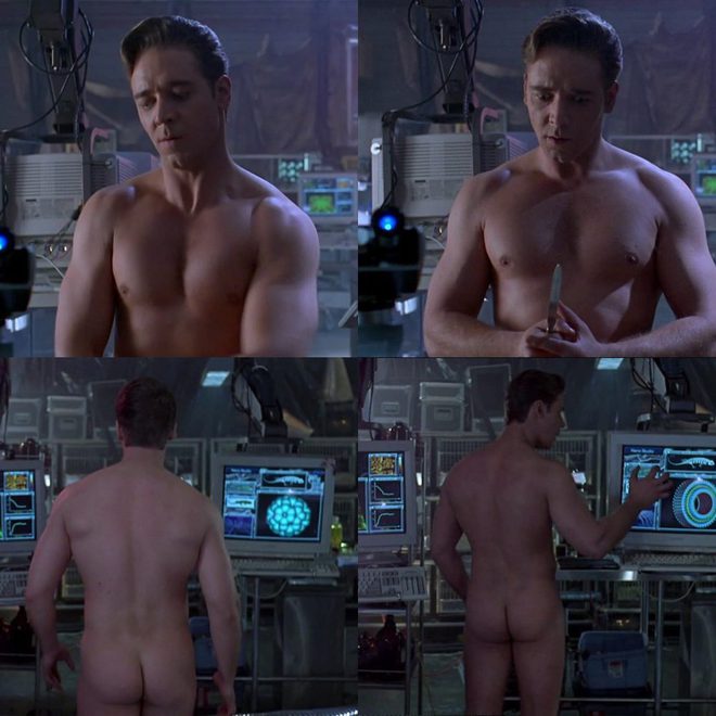 Russell Crowe shows his butt in 'Virtuosity'