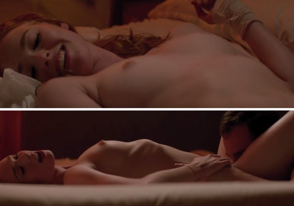 Freya Mavor shows her tits in 'The Lady in the Car with Glasses and a Gun'