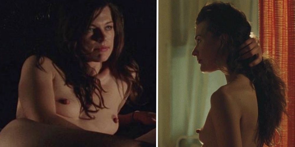 Milla Jovovich shows her tits in 'Stone'