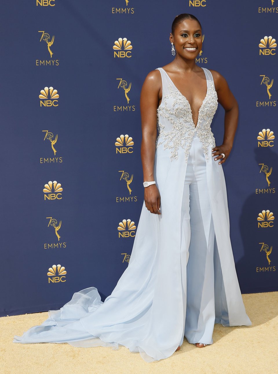 Issa Rae on the red carpet at the Emmys 201