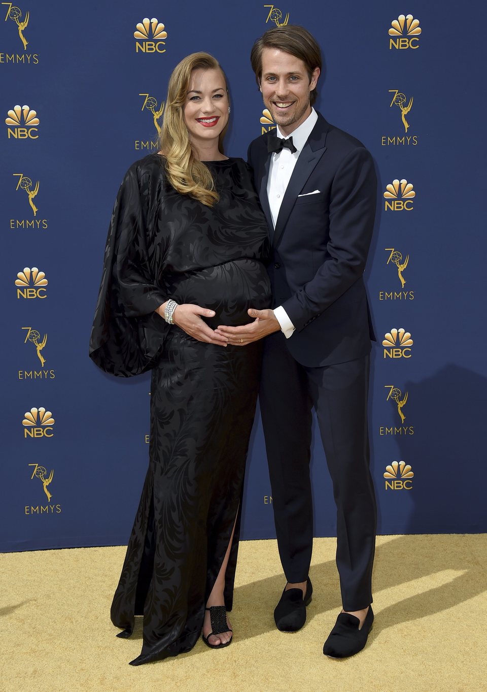 Yvonne Strahovski and Tim Loden at the Emmys 2018 red carpet