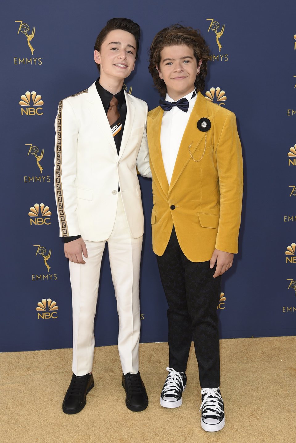 Gaten Matarazzo and Noah Schnapp at the Emmys 2018