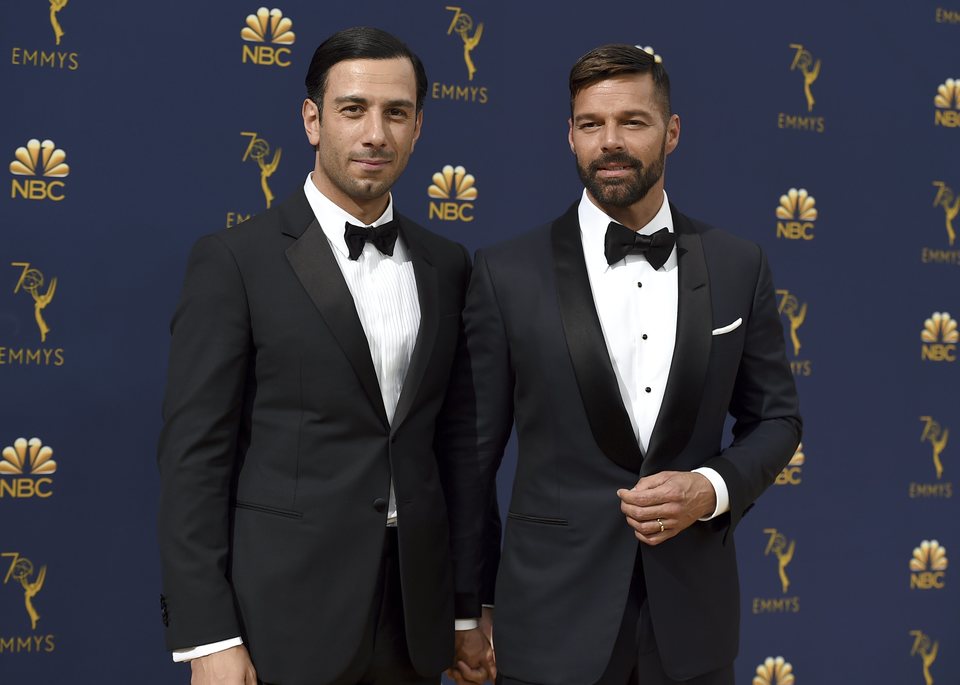 Ricky Martin and his husband at the Emmys 2018