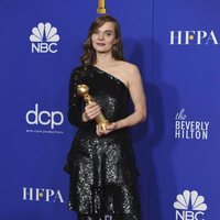 Hildur Guðnadóttir poses with her Golden Globe 2020 for her 'Joker' soundtrack
