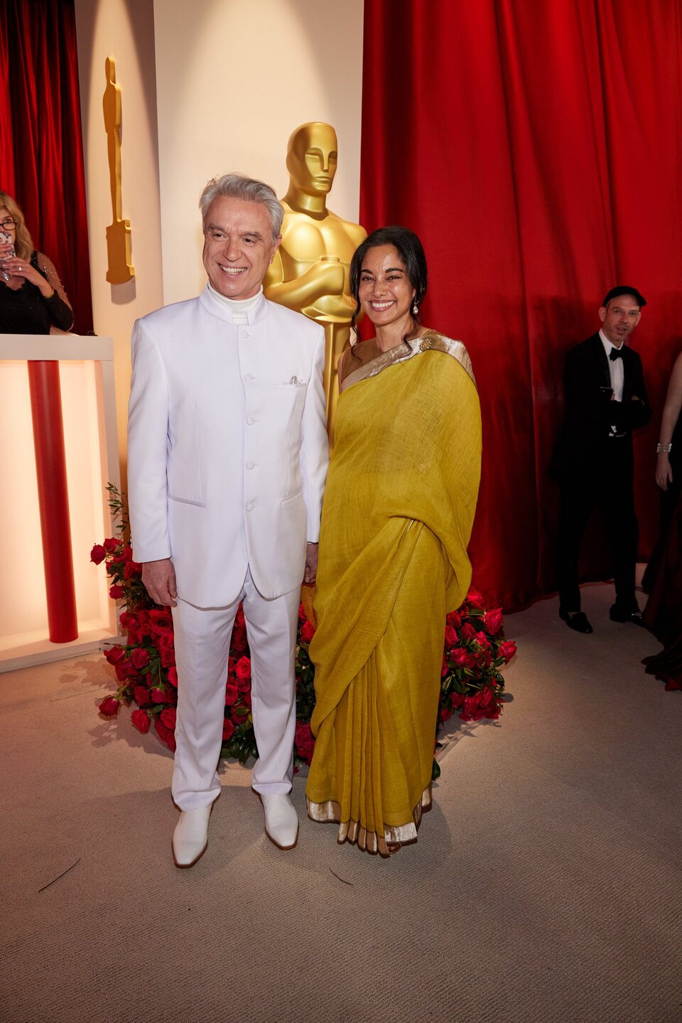 David Byrne and Mala Gaonkar at the champagne carpet of the Oscar Awards 2023