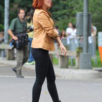 Scarlett Johansson, Viuda Negra, en el rodaje de 'Los Vengadores'