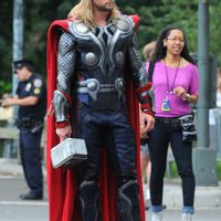 Chris Hemsworth, Thor, durante el rodaje de 'Los Vengadores'