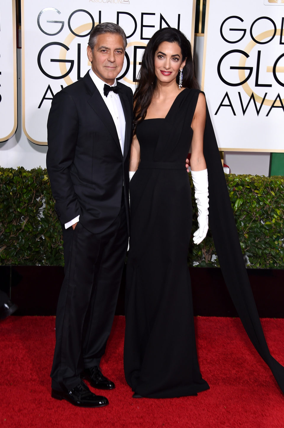 George Clooney and Amal Alamuddin at the Golden Globes 2015 red carpet