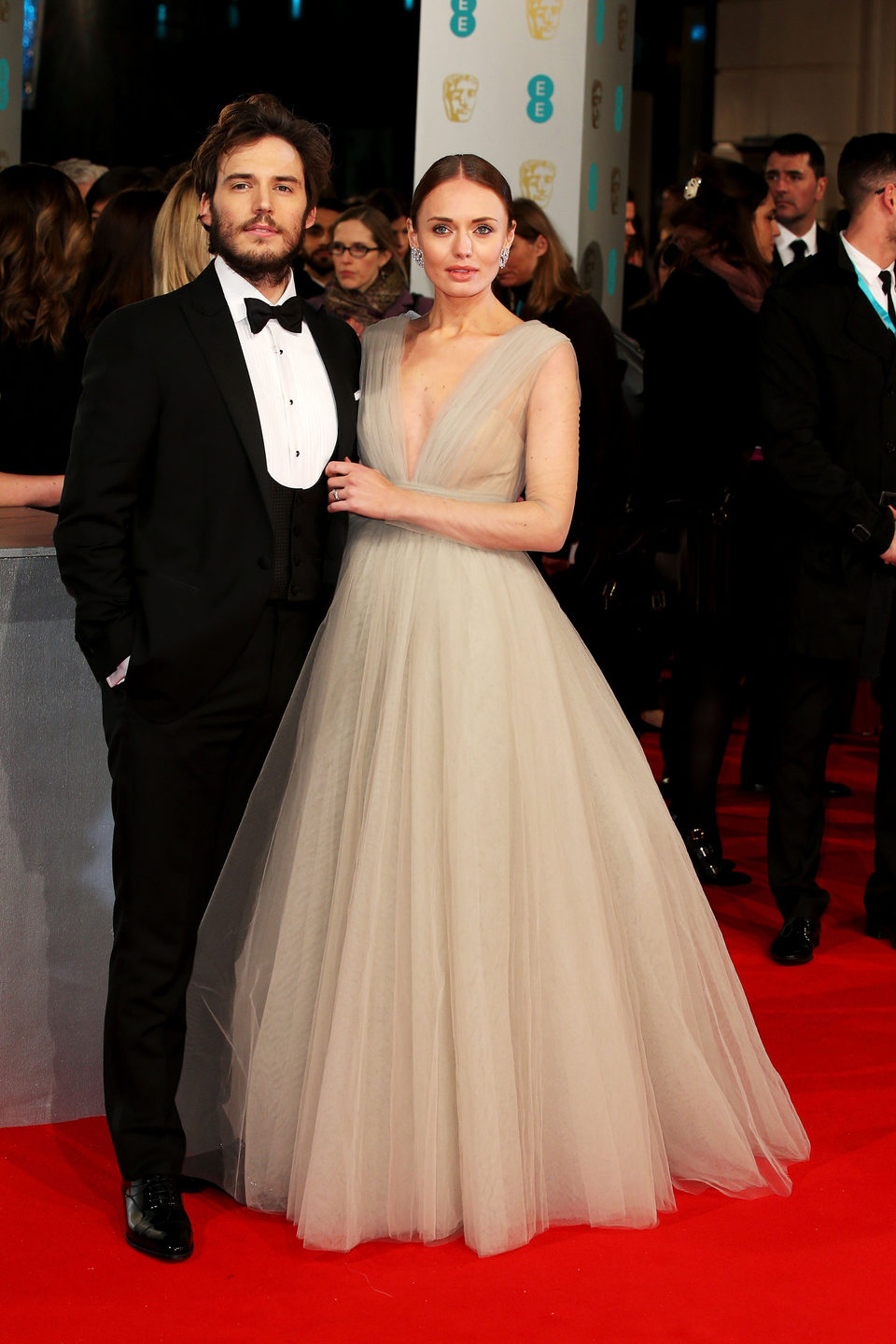 Laura Haddock and Sam Claflin at the BAFTA 2015
