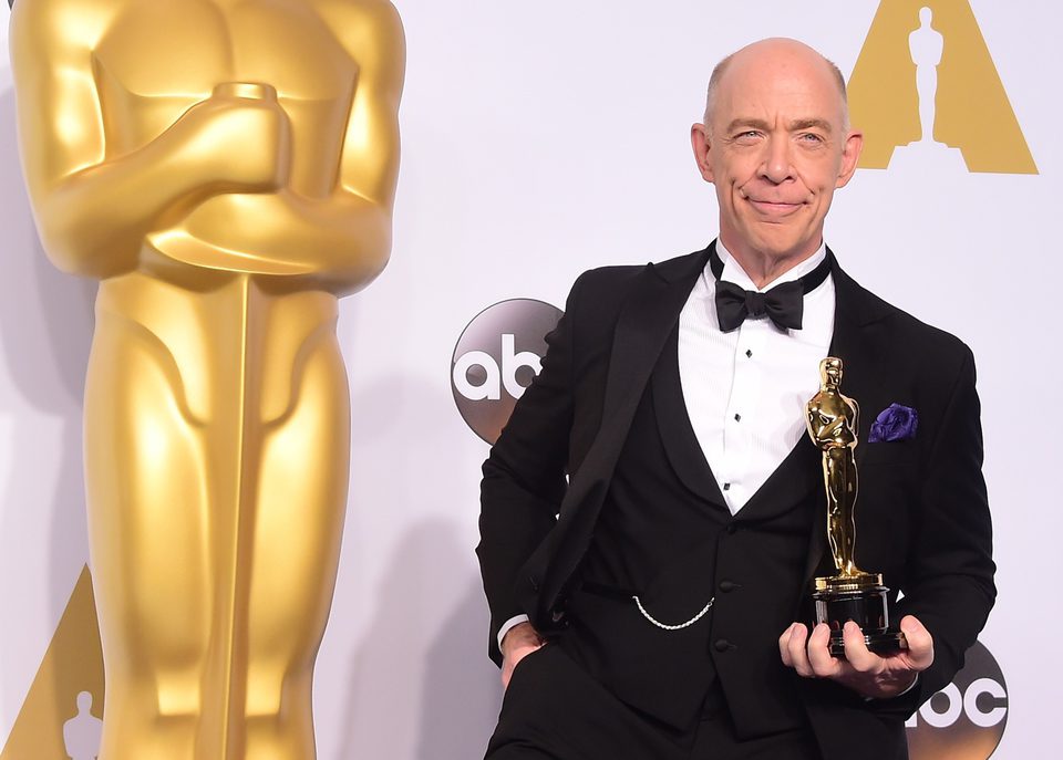 J.K. Simmons with his Best Actor in a Supporting role Oscar Award