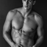 Shirtless Joaquín Ferreira black & white