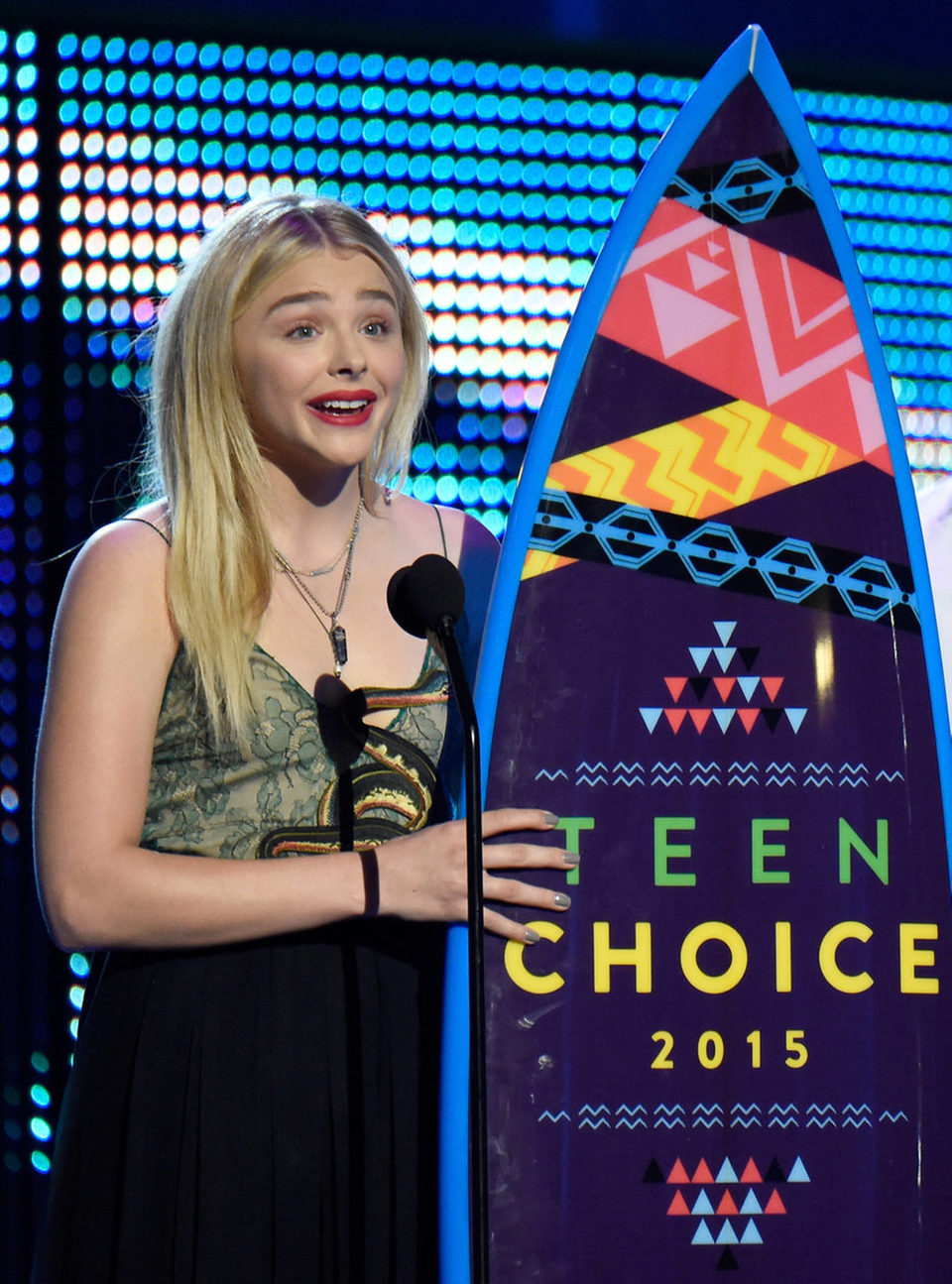Actress Chloë Grace Moretz accepts the Choice Drama Movie Actress award onstage during the Teen Choice Awards 2015
