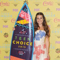 Actress Lea Michele poses in the press room at the Teen Choice Awards 2015