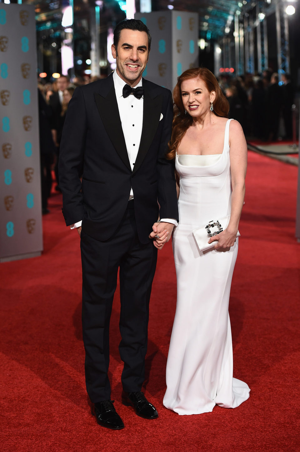 Sacha Baron Cohen and Isla Fisher at the 2016 BAFTA Awards' red carpet