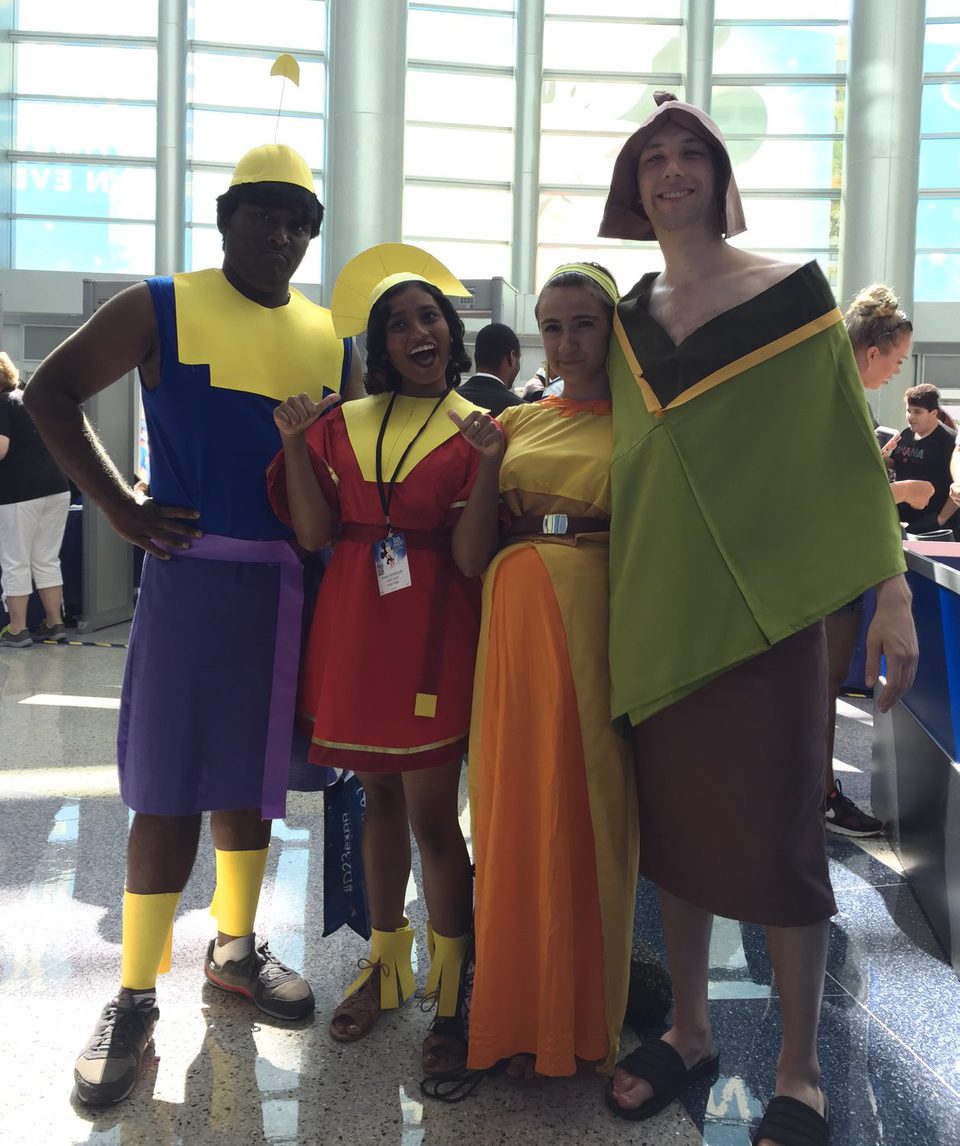 Fans dressed up like Kuzco characters in the D23