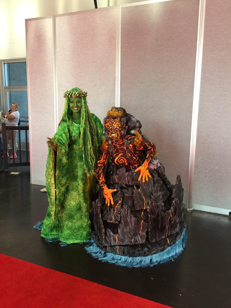 Two fans dresssed up like Te Fiti and Ta K? in the D23