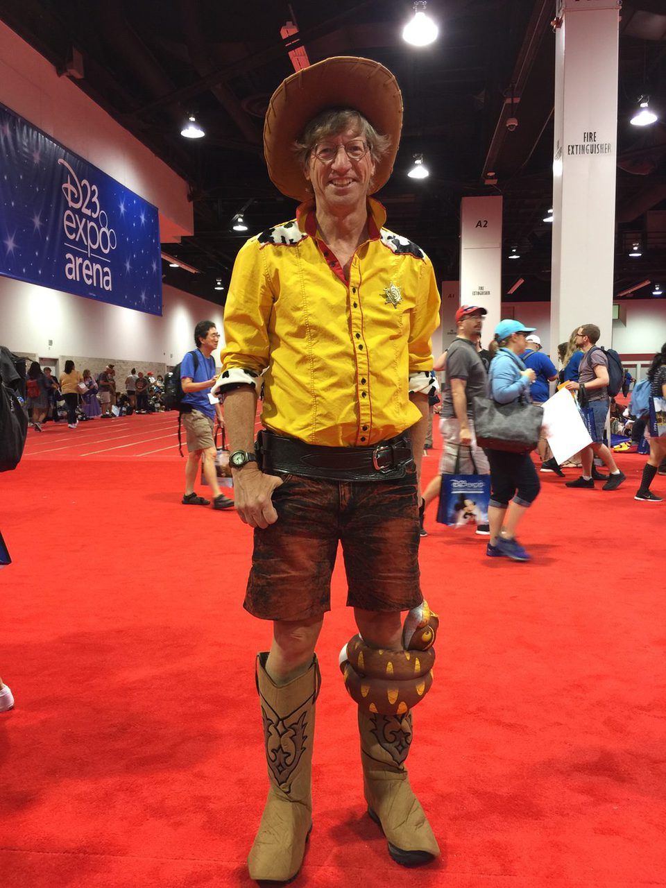 Fan dressed up like Woody in the D23