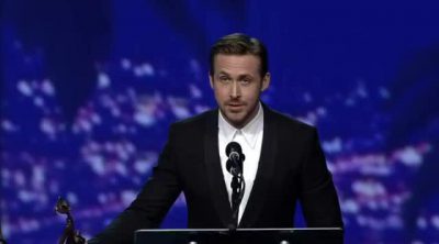 Ryan Gosling's pays tribute to Debbie Reynolds during the Palm Springs International Film Festival