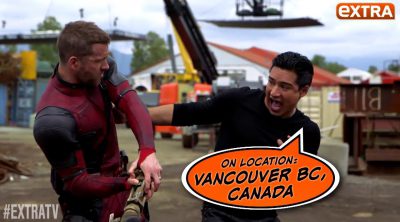 Mario Lopez faces Ryan Reynolds again at the 'Deadpool' set