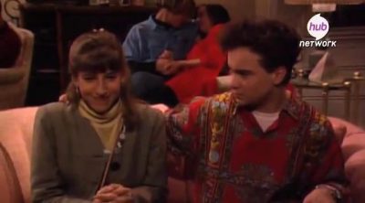 Mayim Bialik and Johnny Galecki kiss in 'Blossom'